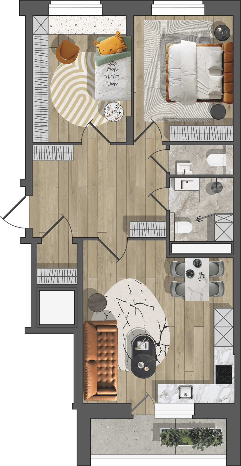 Секция 2 - Квартира 2‑комнатная - 3
