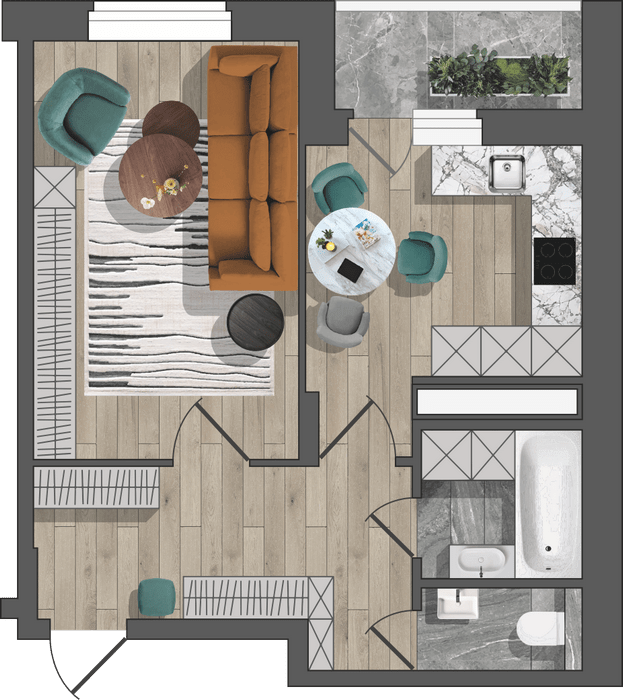 Секция 3 - Квартира 1‑комнатная - 3 - миниатюра